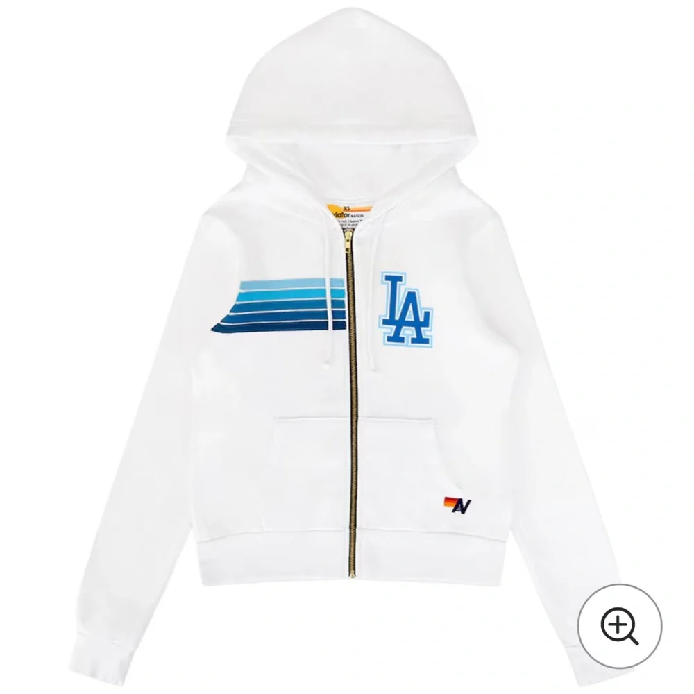 Aviator Nation White Hoodie with Blue Accents - Picture 2 of 5